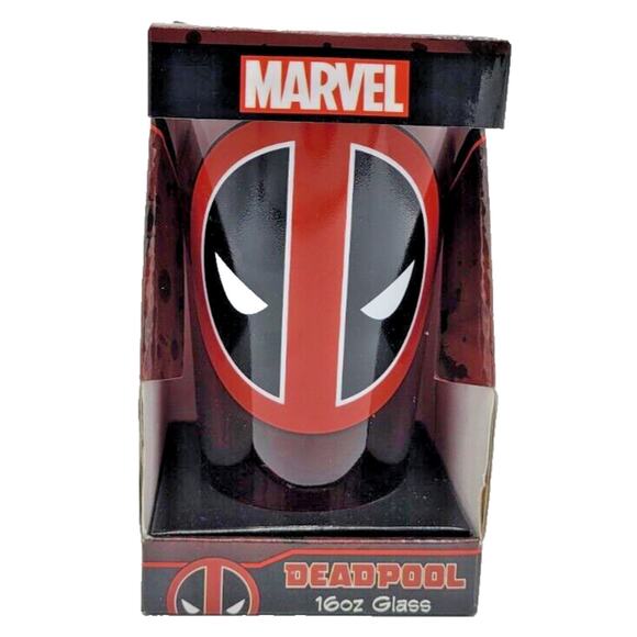 Marvel Deadpool Red Ombre 16oz Glass Pint Cup Collectible Superhero Drinkware - Picture 1 of 7